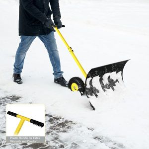 Spazzaneve Manuale Regolabile 74*47cm con Manico a T in Ferro Giallo e Lama Nera per Spazzolare la Neve - Product Image 3