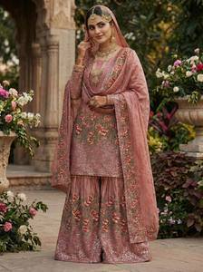 <b>Presenting</b> New <b>Eid</b> Collection In Pure Silk With Heavy Embroidery Sequence Work Top-Bottom And Dupatta Set Fully Stitched - Product Image 2