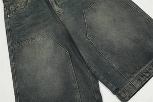 Men's High Waist <b>Denim</b> Bermuda Shorts Solid Color Cotton Fabric Button Fly Casual Style Breathable Woven <b>Material</b> - Product Image 2