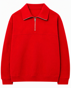 เสื้อสเวตเชิ้ตผู้ชายสีลาเวนเดอร์ คอตั้ง แขนยาว ผ้าฟลีซถัก คอตตอน ทรงโอเวอร์ไซส์ สีพื้น สไตล์นอร์มคอร์ มินิมอล - Product Image 5