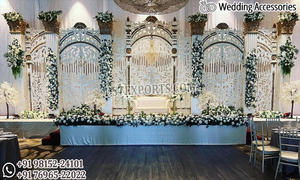 เวทีงานเลี้ยงฉลองสมรสชาวยิวและอินเดีย ดีไซน์หรูหราสไตล์วิคตอเรียนสีขาว ตกแต่งเวทีงานแต่งงานสุดอลังการ ชุดเวทีธีมพระราชวังสุดหรู - Product Image 5