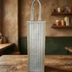 Durable Natural Jute Wine <b>Bottle</b> <b>Bag</b> Stylish Reusable Gift Carrier for Beverage Packaging Parties Events Retail Stores - Product Image 3