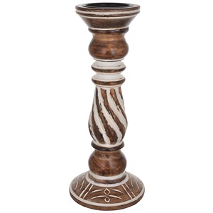 Support à bougie en bois moderne, finition rustique, accessoire de décoration minimaliste pour la maison - Product Image 1