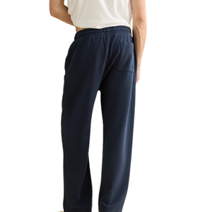 Pantalon de survêtement en molleton bleu marine pour homme, taille élastique avec cordon de serrage, coupe droite décontractée, pantalon de détente d'hiver avec poches - Product Image 2