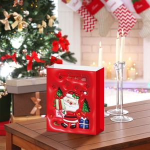Confezione da 12 sacchetti regalo di natale rossi con manici di dimensioni assortite con cartoni animati di alberi per decorazioni di compleanno e feste 12 pz - Product Image 3