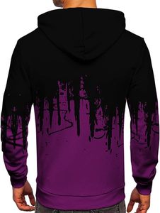 Sudadera con Capucha para Hombre, Estilo Gótico con Estampado de Goteo, Corte Regular, Morado y Negro, Logotipo en la Espalda, Prenda de Otoño, Tejido de Poliéster - Product Image 2