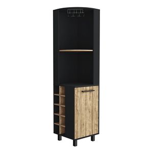 Cleveland <b>Corner</b> <b>Bar</b> Cabinet for Living Room Black/Pine Color Scheme - Product Image 1