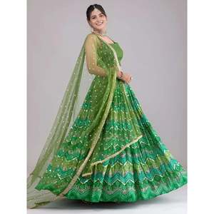 Lehenga Choli vert imprimé numériquement en georgette pour femmes, idéal pour les occasions festives - Product Image 6