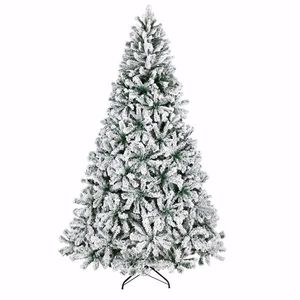 6 FT Unlit Snow Flocked Hinged Artificial Christmas Pine Tree Full 1050 Tips Branch Sturdy Metal Stand for Indoor Holiday Xmas - Product Image 1