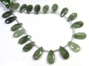 Lots en gros de perles de quartz rutile vert facettées de 8 pouces, 15x7,5 mm, perles de rutile naturel en forme de poire, pierres précieuses en vrac - Product Image 3