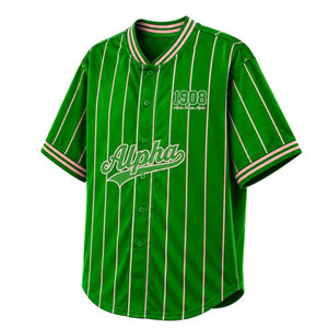Alfa |   Kapa |   Camiseta de Béisbol a Rayas Verdes para Mujer de Alpha Sorority, Manga Corta, con Botones, Estilo Casual, Camiseta AKA para Mujer - Product Image 2