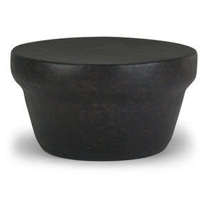 Statement Surface Modern Coffee <b>Table</b> With Ribbed Base Minimalist Living Room Furniture Durable Design Black Finish - Product Image 1