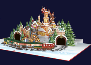 Tarjeta de Felicitación Navideña 3D Pop-Up con Escena de Pueblo Nevado, Impresión Digital en Papel, Tarjeta Festiva con Laminado Brillante, Forma Rectangular - Product Image 3