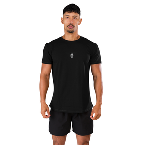 T-shirt de sport pour homme à manches courtes, coupe ajustée, pour la gym et l'entraînement, en coton doux, haute performance, noir, OEM en gros - Product Image 1