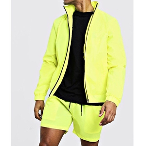 Men's Summer Hooded <b>Windbreaker</b> Set Lightweight Breathable Jacket and Drawstring Waist Shorts for <b>Beach</b> and Travel Wear - Product Image 1