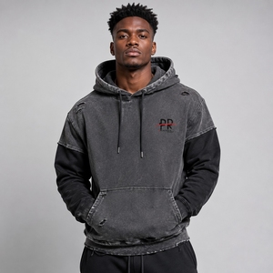 Sweat-shirt homme premium effet usé, fabriqué avec un tissu de qualité, coupe décontractée, détails usés élégants et construction durable. - Product Image 1