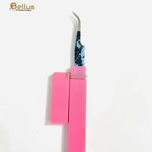 Pince à épiler pour extensions de cils en fibre bleue et noire, en acier inoxydable, haute précision, outil de beauté pour cils - Product Image 2
