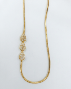 Divyoro Gold Plated <b>Rope</b> <b>Chain</b> Pendant Necklace Three Pear Cut Diamond Water Drop Charms Unisex Classic Luxury Everyday Wear - Product Image 1