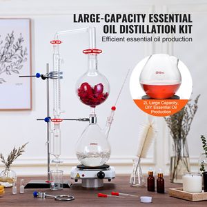 Kit di Distillazione per Oli Essenziali in Vetro Borosilicato da 2000ml 1000W con Piastra Riscaldante - Product Image 2