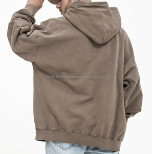 Wholesale Mens 450gsm Heavy Plain Custom Heavyweight French Terry Hoodies Oversized Blank Stone Acid <b>Vintage</b> Wash Hoodies - Product Image 4