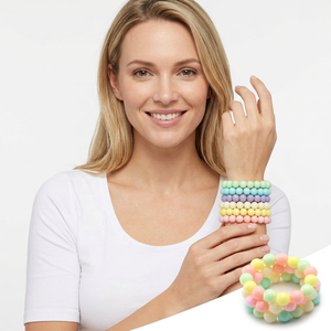 Bracelets en perles de résine colorées, motif floral rond, bijoux faits à la main, mode pour femmes et filles, Noël, rentrée scolaire - Product Image 1
