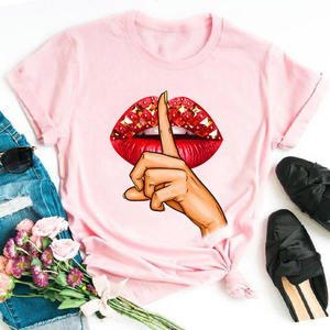 เสื้อยืดผู้หญิงขายส่งราคาถูก พิมพ์ลายริมฝีปากเซ็กซี่ แฟชั่นสีขาว ไซส์ใหญ่ ลายกราฟิก เนื้อผ้านุ่ม เสื้อยืดผู้หญิงแบบเรียบ - Product Image 2