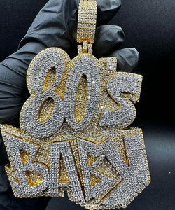 จี้โมอิสซาไนต์รูปบอสเบบี้ ประดับเพชรแบบ Iced Out สร้อยคอชื่อสั่งทำได้ สไตล์ฮิปฮอป เครื่องประดับหรูหราสำหรับผู้ชาย - Product Image 6