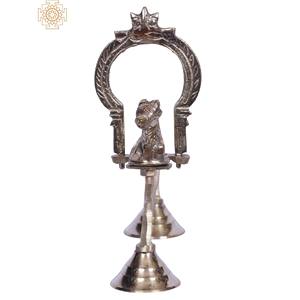 Shodash upachara Nandi โคมไฟทองเหลืองขนาด8นิ้วทำด้วยมือของตกแต่งบ้านผลิตในอินเดีย - Product Image 2