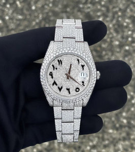VVS Moissanite White <b>Arabic</b> Dial Stainless Steel Mechanical Movement Waterproof High Quality Unisex Luxury <b>Watch</b> - Product Image 1