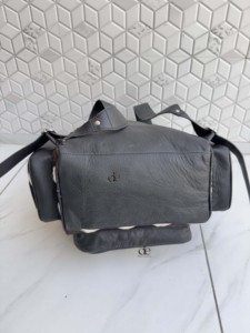Unique Designer Cowhide Leather <b>Backpack</b> Softback Unisex Day <b>Backpack</b> Multiple Pockets Checks Design <b>School</b> Bag Zipper Closure - Product Image 4