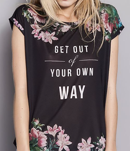 T-shirt à manches courtes à imprimé floral pour femme avec inscription « Make It Real », col rond, coupe ample, style décontracté, printemps-été - Product Image 1