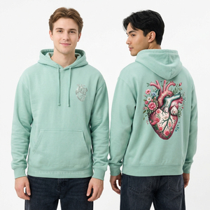 Custom <b>Slate</b> Blue Full Zip Hoodie Acid Wash Vintage Look My Heart Breaks Free Pocket Watch Graphic Heart Lock Zipper Streetwear - Product Image 3