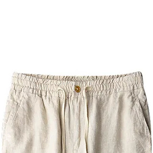 Pantalon cargo beige en lin/coton pour homme, taille élastique, décontracté, léger, pour le printemps - Product Image 5