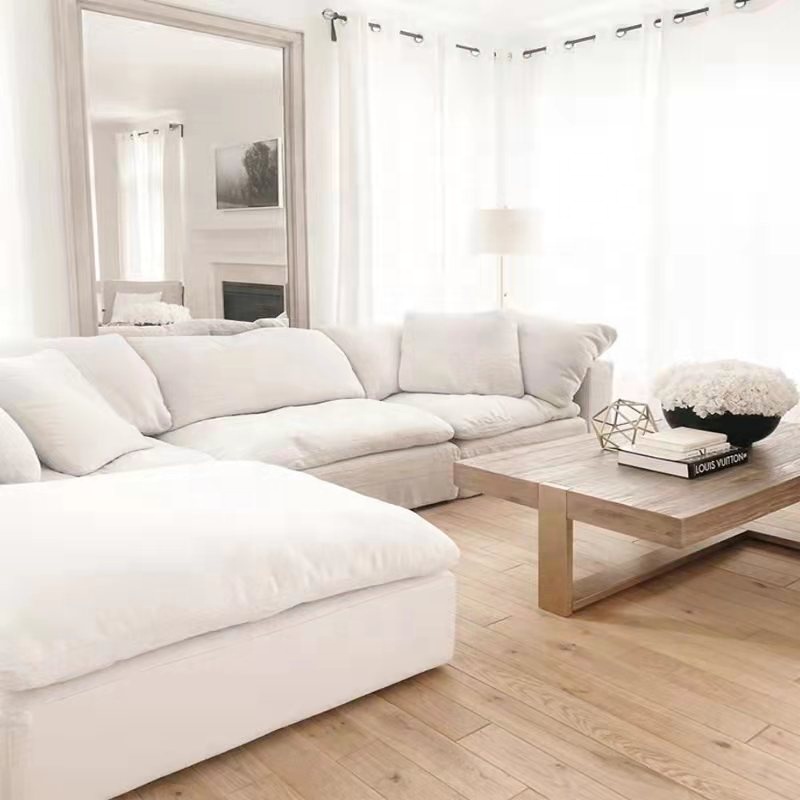 Modul Sofa garnitur White Duck Feather Fabric Abnehmbarer Bezug Schnitts ofa Couch