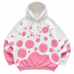 Sudadera con Capucha Unisex Extra Grande, Blanca y Rosa, de Poliéster Tejido, Transpirable, Informal, para Invierno - Product Image 1
