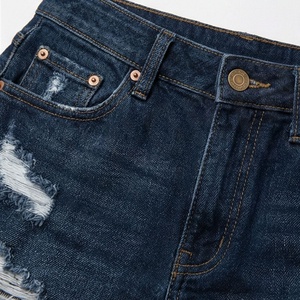 Shorts en jean tendance pour femme, taille mi-haute, respirants, 100 % coton, à volants, avec cordon de serrage, décontractés, couleur personnalisable - Product Image 4