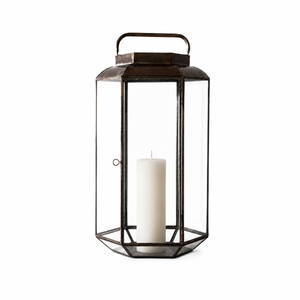 Vintage <b>Black</b> Metal Ribbed Glass <b>Lantern</b> Hurricane Candle Holder for Indoor Outdoor Garden Decor Wedding Centerpieces - Product Image 5