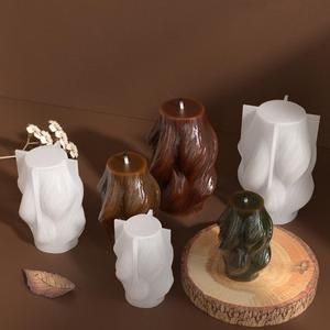 Moule en silicone pour bougie en gypse, bougie aromathérapeutique cylindrique irrégulière, bougie à fil rotatif géométrique - Product Image 3