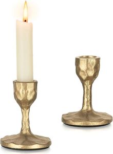 Vintage Antique <b>Brass</b> Cast Aluminum Taper Candle <b>Holder</b> Elegant Luxury Metal Gold <b>Candlestick</b> For Home Wedding Party Decoration - Product Image 2