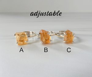 Genuine Citrine <b>Ring</b> Sterling Silver Adjustable Raw Gemstone <b>Ring</b> November Birthstone Jewelry Elegant Gift For Her - Product Image 6
