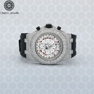 Charm_Jewells Luxury Men's Stainless Steel Watch 42mm Round Case Analog Mechanical Movement <b>Chronograph</b> Diamond Accents - Product Image 1