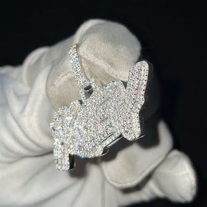 Pendentif Lettre Personnalisé en Argent Massif, Entièrement Sertie de Moissanites Rondes, 3 Pouces de Large, Testées au Diamant, Bijoux - Product Image 6