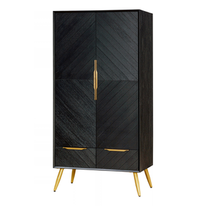 Armoire en bois de la collection GALAXY, meuble de rangement moderne pour chambre à coucher avec 2 tiroirs - Product Image 5