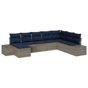Conjunto de Sofás de Jardín de Mimbre Sintético de 8 Piezas, Color Gris Claro, Muebles de Exterior Resistentes a la Intemperie, Diseño Contemporáneo - Product Image 2