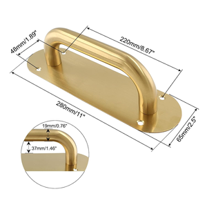 Manija de Puerta Dorada con Placa Plana de Acero Inoxidable para Interiores y Herrajes de Puerta para Uso Residencial y Comercial - Product Image 3