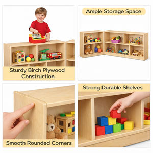 Meubles de <span class=keywords><strong>Rangement</strong></span> Montessori pour Maternelle avec Crochets – Casiers pour Sacs et Vêtements – Mobilier de Garderie et d'Apprentissage pour la Petite Enfance - Product Image 3