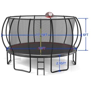 Trampolino YC 16FT Pumpkin Nero Rosso, Attrezzatura per Divertimento all'Aperto - Product Image 3