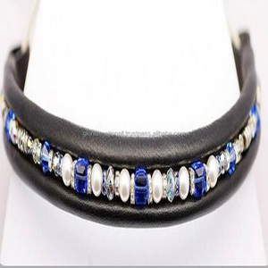 Bande de front en cuir entièrement cousue pour chaîne de cristal de créateur de cheval dans un canal vide solide et durable - Product Image 3