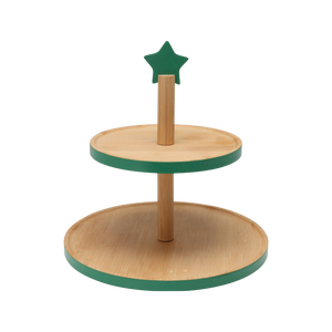 Bandeja de Servir de Bambú Ecológica de Alta Calidad de 2 Niveles, Soporte para Tartas con Parte Superior en Forma de Estrella, Decoración Navideña para Fiestas, Exhibición de Frutas y Postres - Product Image 5