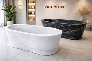 Baignoire autoportante en pierre naturelle de luxe |   Baignoire ovale moderne de 190 cm pour salles de bain, spas et projets hôteliers - Product Image 5